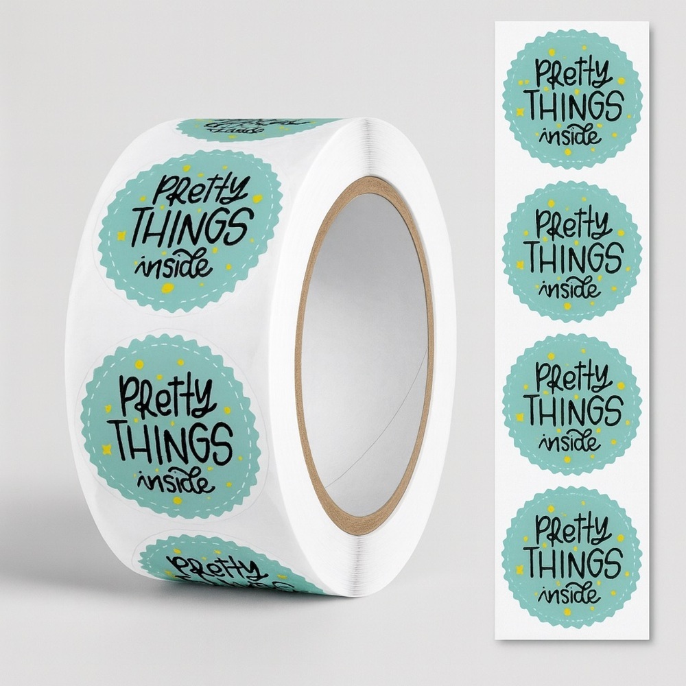 Pretty Things Inside Stickers small business 1in round | Packaging supplies